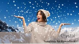  Presentation with young happy people smiling - Slides having christmas-season-and-people-concept background and a soft green colored foreground