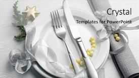  Presentation with table napkin - Slides featuring christmas-serving-cutlery-on-plate background and a light gray colored foreground