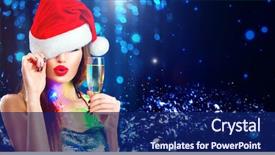  Presentation with christmas party - Colorful PPT theme enhanced with christmas sexy woman beauty model backdrop and a navy blue colored foreground