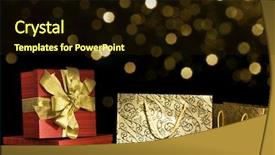  Presentation with christmas presents - PPT theme featuring christmas shopping - presents on sparkling holiday background background and a wine colored foreground