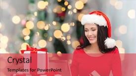 Presentation with christmas card - PPT theme having christmas shopping and people concept background and a red colored foreground