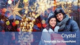  Presentation with young happy couple - PPT theme enhanced with christmas shopping together young happy background and a ocean colored foreground