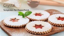 Presentation with cookies christmas - Amazing PPT theme having christmas shortbread cookies with jam filling backdrop and a lemonade colored foreground