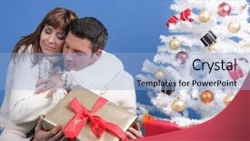  Presentation with collage of families celebrating christmas - Presentation theme featuring christmas silent night - celebrating x-mas background and a  colored foreground