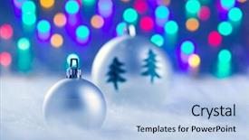  Presentation with silver christmas - Audience pleasing slide set consisting of christmas silver baubles with tree and burred lights background photo illustration backdrop and a light blue colored foreground