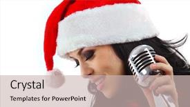  Presentation with singer - Colorful PPT theme enhanced with christmas singer standing in front backdrop and a soft green colored foreground