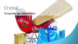  Presentation with santa sleigh - Colorful slide deck enhanced with christmas-sleigh-loaded-with-presents backdrop and a white colored foreground