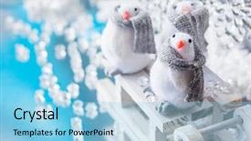  Presentation with christmas at the movies - Beautiful PPT theme featuring christmas sleigh with funny penguins backdrop and a light blue colored foreground