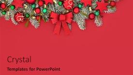  Presentation with festive season - Presentation design consisting of christmas-snow-fir-mistletoe-bow background and a red colored foreground