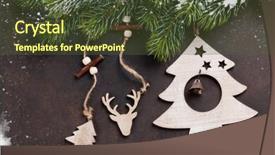  Presentation with snow tree - Audience pleasing slides consisting of christmas snow fir tree and decor over stone backdrop and a tawny brown colored foreground