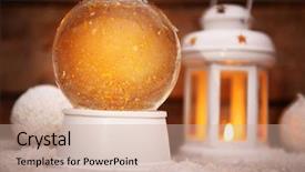  Presentation with snow - PPT theme featuring christmas snow globe with candlelight background and a coral colored foreground