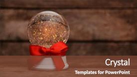  Presentation with red bow - Beautiful presentation design featuring christmas snow globe with red backdrop and a tawny brown colored foreground