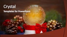  Presentation with globe - Colorful slides enhanced with christmas snow globe with ribbon backdrop and a tawny brown colored foreground