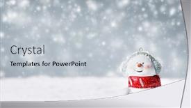  Presentation with snowman - PPT theme featuring christmas-snowman-toy-on-winter background and a light gray colored foreground
