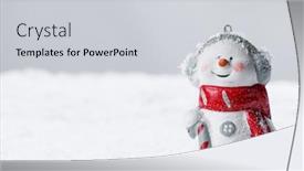  Presentation with snowman - Slide deck with christmas-snowman-toy-on-winter background and a light gray colored foreground