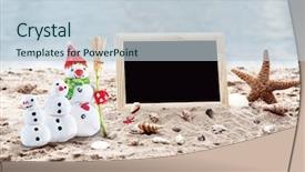  Presentation with snowmen - Cool new presentation theme with christmas snowmen on beach backdrop and a lemonade colored foreground