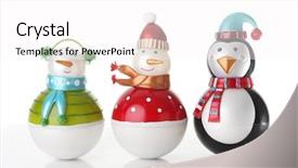  Presentation with snowmen - Colorful PPT theme enhanced with christmas snowmen studio isolated backdrop and a pink colored foreground