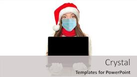  Presentation with virtual party - Amazing slide set having christmas-social-distancing-concept-santa backdrop and a light gray colored foreground