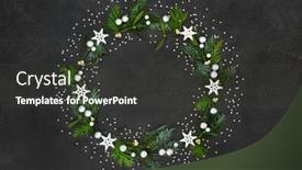 Presentation with festive season - PPT theme with christmas-solstice-wreath-with-star background and a dark gray colored foreground