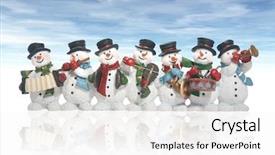  Presentation with snowmen - Theme enhanced with christmas song - snowmen playing music instruments isolated background and a white colored foreground