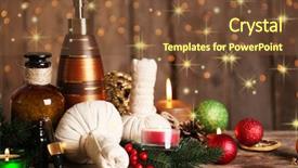  Presentation with christmas blank wooden signboard - Colorful PPT theme enhanced with christmas spa on wooden background backdrop and a tawny brown colored foreground