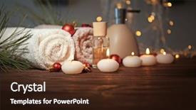  Presentation with christmas winter a table - Slide deck featuring christmas spa set on wooden background and a tawny brown colored foreground