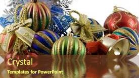  Presentation with spheres - Cool new PPT theme with christmas-spheres-and-handbell backdrop and a tawny brown colored foreground