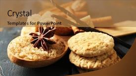  Presentation with christmas baking - Cool new PPT theme with christmas spices and baking ingredients on color wooden background backdrop and a coral colored foreground