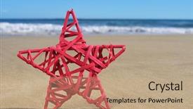  Presentation with star red - Presentation consisting of christmas star on the sand background and a coral colored foreground