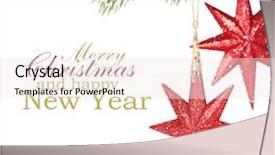  Presentation with sample - Beautiful slides featuring christmas stars hanging with ribbon over white with sample text backdrop and a sky blue colored foreground