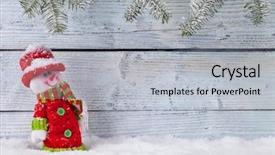 Presentation with snowman - Amazing PPT theme having christmas still life background with snowman on wooden background backdrop and a light gray colored foreground