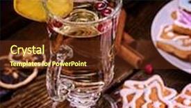  Presentation with lemon wine - Cool new slides with christmas still-life with glass of hot wine decorated lemon slice surrounded by canella and christmas cookies backdrop and a tawny brown colored foreground