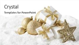  Presentation with year still life christmas - Presentation theme with christmas still life with golden background and a white colored foreground