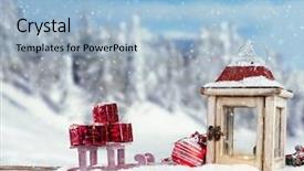  Presentation with year still life christmas - Slide deck consisting of christmas still life with lantern background and a light blue colored foreground