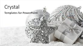  Presentation with year still life christmas - Audience pleasing PPT layouts consisting of christmas still life with silver backdrop and a white colored foreground