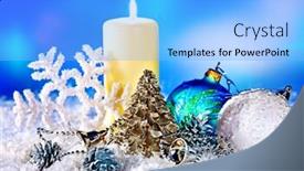  Presentation with candle christmas - Cool new presentation with christmas still life with snowflake and candle holiday decoration backdrop and a light blue colored foreground