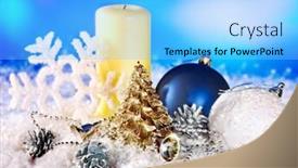  Presentation with candle christmas - PPT layouts consisting of christmas still life with snowflake and candle holiday decoration background and a light blue colored foreground