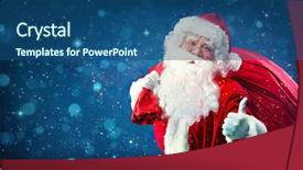  Presentation with christmas stocking - Audience pleasing presentation design consisting of christmas stocking - santa claus with a bag backdrop and a ocean colored foreground