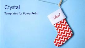  Presentation with christmas stocking - Colorful PPT layouts enhanced with christmas stocking hanging against blue backdrop and a light blue colored foreground