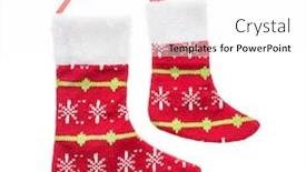  Presentation with christmas stocking - Slide set having christmas stocking isolated on white background background and a white colored foreground