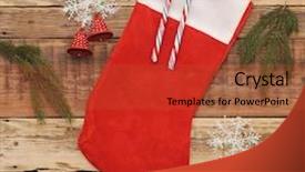  Presentation with christmas stocking - Audience pleasing presentation theme consisting of christmas stocking on wooden background backdrop and a red colored foreground