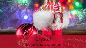  Presentation with christmas stocking - Slides enhanced with christmas stocking toy ginger man and candy canes christmas symbols background and a crimson colored foreground