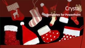  Presentation with top hat - PPT layouts with christmas stockings and santa hat background and a tawny brown colored foreground