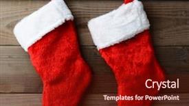  Presentation with christmas stocking - Colorful presentation theme enhanced with christmas stockings hung backdrop and a tawny brown colored foreground