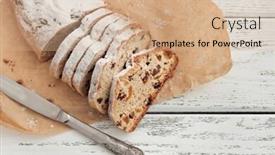  Presentation with christmas blank wooden signboard - Slide set enhanced with christmas-stollen-on-wooden-background background and a coral colored foreground