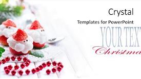  Presentation with happy new year - Cool new presentation theme with christmas strawberry santa dessert stuffed backdrop and a white colored foreground