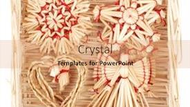 Presentation with box - PPT layouts enhanced with christmas strawy decorations in a strawy box background and a coral colored foreground