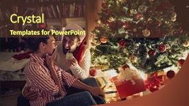  Presentation with christmas tree - Amazing PPT layouts having christmas surprise by shinny decorated backdrop and a tawny brown colored foreground