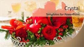  Presentation with christmas candles - Presentation theme having christmas table decoration with flowers background and a lemonade colored foreground