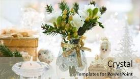  Presentation with gifts - Slide deck consisting of christmas table decoration with flowers background and a soft green colored foreground
